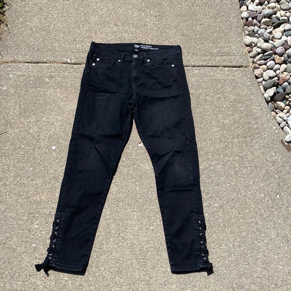 GAP Black True Skinny Jeans With Ankle Laces - 8